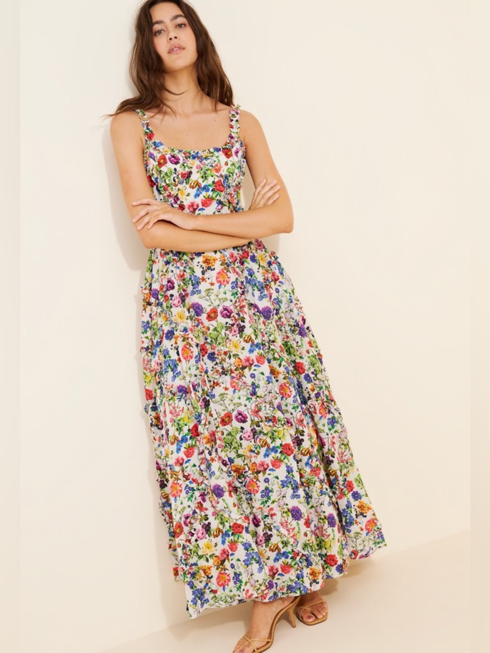 Mac Duggal Ruffle Floral Sweetheart Neck Gown size 4